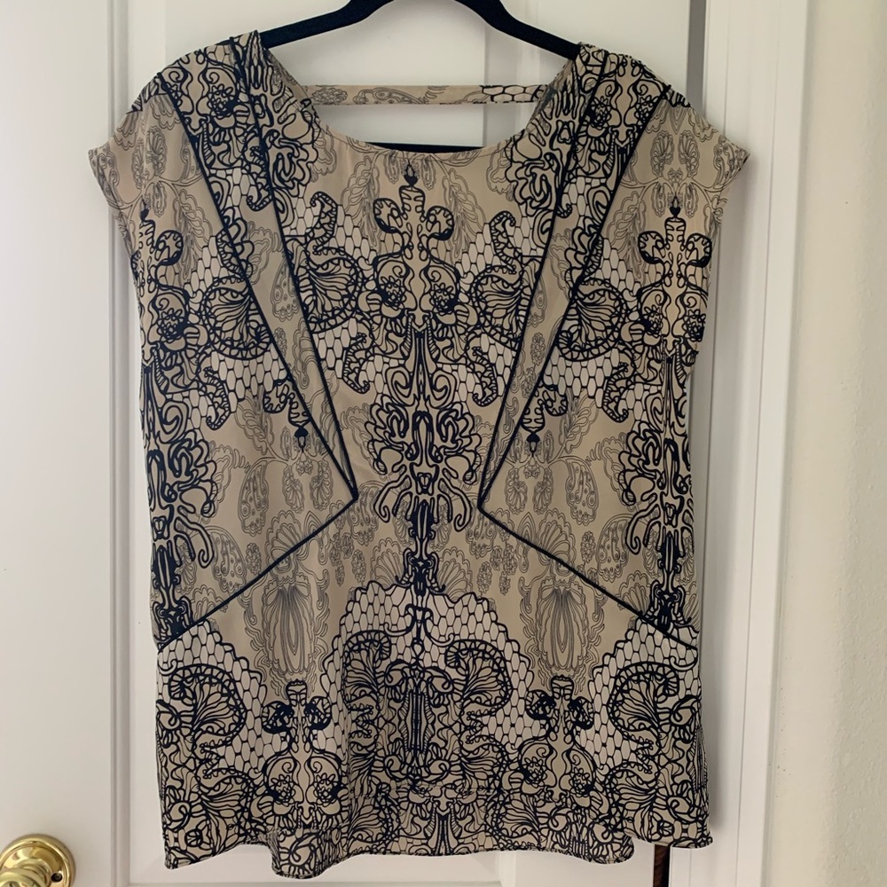 Silk lace print top